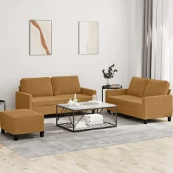 vidaXL sofasæt 3 dele med hynder velour brun
