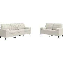 vidaXL sofasæt 2 dele med hynder og bolsterpuder velour cremefarvet