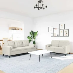 vidaXL sofasæt 2 dele med hynder og bolsterpuder velour cremefarvet