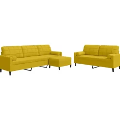 vidaXL sofasæt 3 dele med hynder og bolsterpuder velour gul
