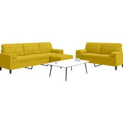 vidaXL sofasæt 3 dele med hynder og bolsterpuder velour gul