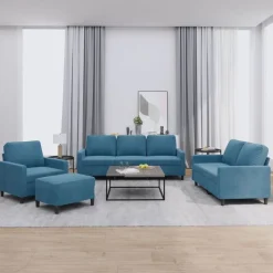 vidaXL sofasæt 4 dele med hynder velour blå