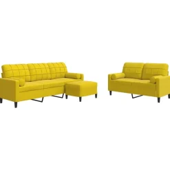 vidaXL sofasæt 3 dele med hynder og bolsterpuder velour gul