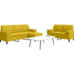 vidaXL sofasæt 3 dele med hynder og bolsterpuder velour gul
