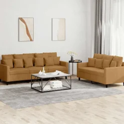vidaXL sofasæt 2 dele med hynder velour brun