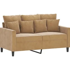 vidaXL sofasæt 2 dele med hynder velour brun