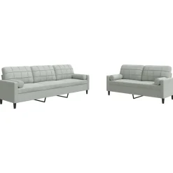 vidaXL sofasæt 2 dele med hynder og bolsterpuder velour lysegrå
