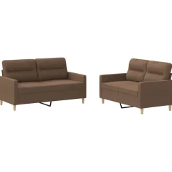 vidaXL sofasæt 2 dele med hynder stof brun