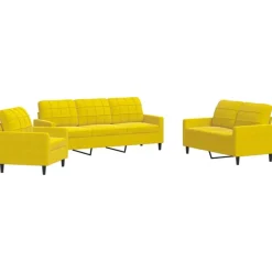 vidaXL sofasæt 3 dele med hynder velour gul