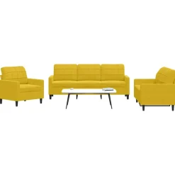 vidaXL sofasæt 3 dele med hynder velour gul