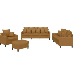 vidaXL sofasæt 4 dele med hynder velour brun