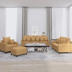 vidaXL sofasæt 4 dele med hynder velour brun