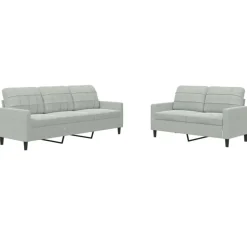 vidaXL sofasæt 2 dele med hynder velour lysegrå