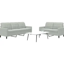 vidaXL sofasæt 2 dele med hynder velour lysegrå