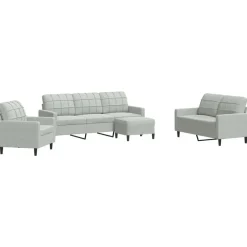 vidaXL sofasæt 4 dele med hynder velour lysegrå
