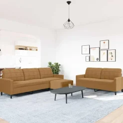 vidaXL sofasæt 3 dele med hynder velour brun