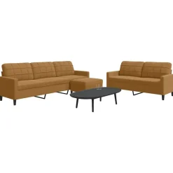 vidaXL sofasæt 3 dele med hynder velour brun
