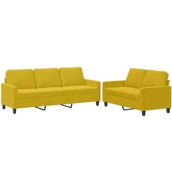 vidaXL sofasæt 2 dele med hynder velour gul