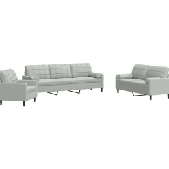 vidaXL sofasæt 3 dele med hynder og bolsterpuder velour lysegrå