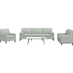 vidaXL sofasæt 3 dele med hynder og bolsterpuder velour lysegrå