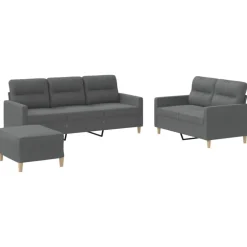 vidaXL sofasæt 3 dele med hynder stof mørkegrå