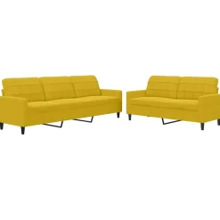 vidaXL sofasæt 2 dele med hynder velour gul