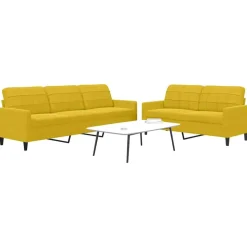 vidaXL sofasæt 2 dele med hynder velour gul