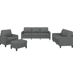 vidaXL sofasæt 4 dele med hynder stof mørkegrå