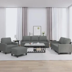 vidaXL sofasæt 4 dele med hynder stof mørkegrå