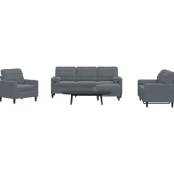 vidaXL sofasæt 4 dele med hynder og bolsterpuder velour mørkegrå