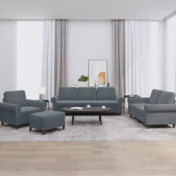 vidaXL sofasæt 4 dele med hynder velour mørkegrå