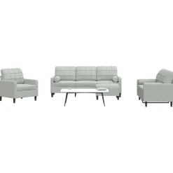 vidaXL sofasæt 4 dele med hynder og bolsterpuder velour lysegrå