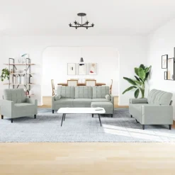vidaXL sofasæt 4 dele med hynder og bolsterpuder velour lysegrå