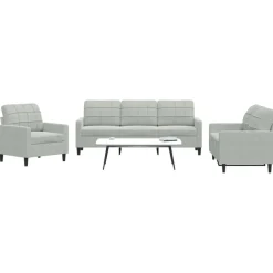 vidaXL sofasæt 3 dele med hynder velour lysegrå