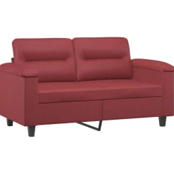 vidaXL sofasæt 3 dele med hynder kunstlæder vinrød