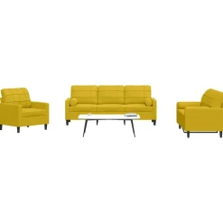 vidaXL sofasæt 3 dele med hynder og bolsterpuder velour gul