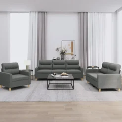vidaXL sofasæt 3 dele med hynder stof mørkegrå