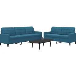vidaXL sofasæt 2 dele med hynder velour blå