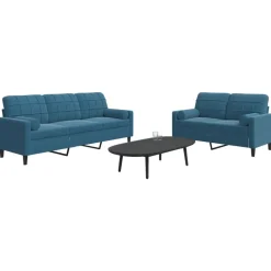 vidaXL sofasæt 2 dele med hynder og bolsterpuder velour blå