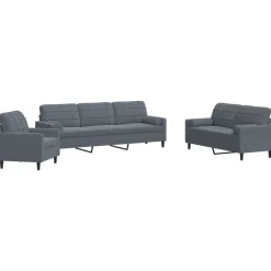vidaXL sofasæt 3 dele med hynder og bolsterpuder velour mørkegrå