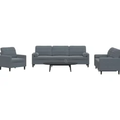 vidaXL sofasæt 3 dele med hynder og bolsterpuder velour mørkegrå
