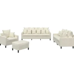 vidaXL sofasæt 4 dele med hynder velour cremefarvet