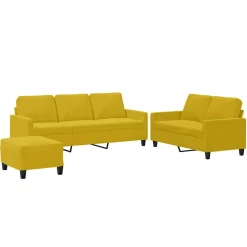 vidaXL sofasæt 3 dele med hynder velour gul
