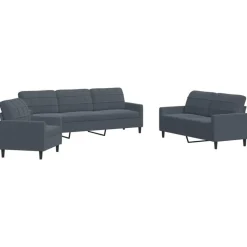 vidaXL sofasæt 3 dele med hynder velour mørkegrå