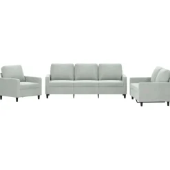 vidaXL sofasæt 3 dele med hynder velour lysegrå