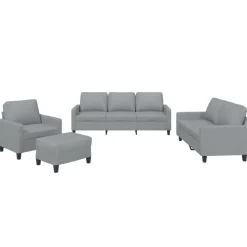 vidaXL sofasæt 4 dele med hynder stof lysegrå