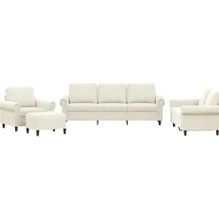 vidaXL sofasæt 4 dele med hynder velour cremefarvet