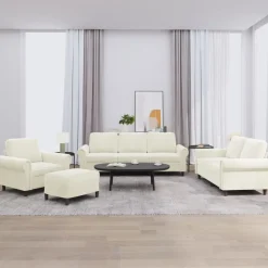 vidaXL sofasæt 4 dele med hynder velour cremefarvet