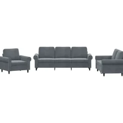 vidaXL sofasæt 3 dele med hynder velour mørkegrå