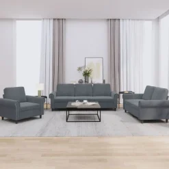 vidaXL sofasæt 3 dele med hynder velour mørkegrå